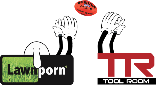 LAWNPORN AND TOOL ROOM FOOTY LOGO
